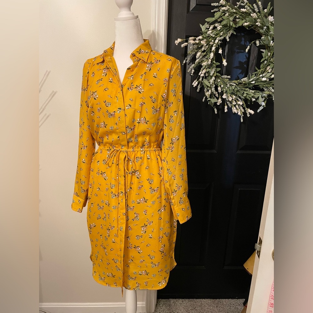 Gorgeous Yellow Flowered Shirt Dress by LAUREN Ralph Lauren